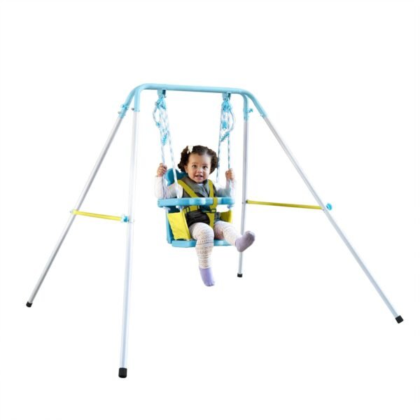 Sportspower FNS-004 My First Toddler Swing - Heavy-Duty Baby Indoor/Outdoor Swing Set with Safety Harness, Puppy Version, 58" L x 58" W x 47" H